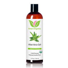 Amara Organics Aloe Vera Gel - USDA Certified Organic - 12 fl. oz